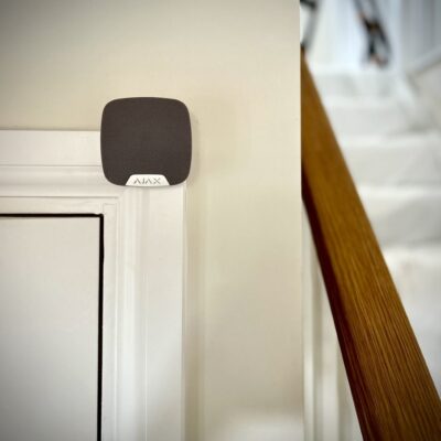 Wireless AJAX Alarm System box attached to wall indoors by Above Security, Sheffield, South Yorkshire