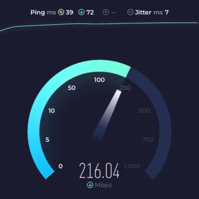 Display of Starlink Internet Installation speed test results