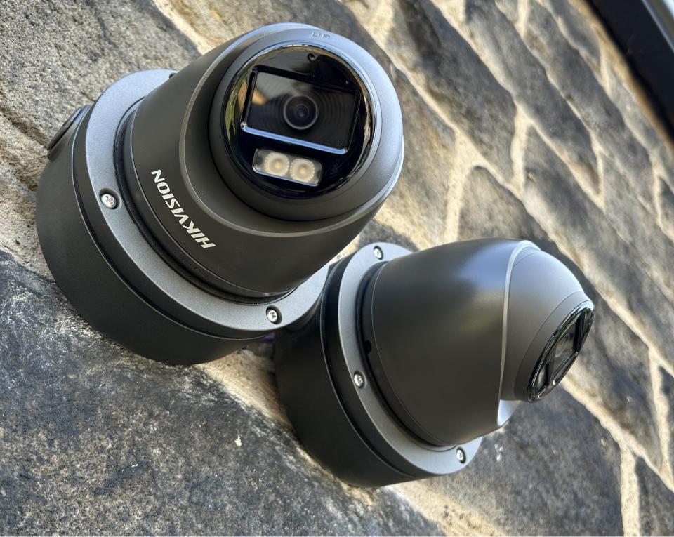 twin hikvision cameras in black