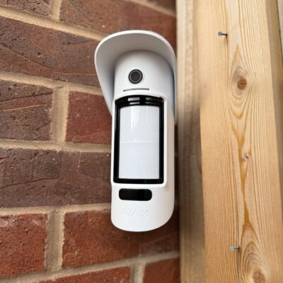Ajax alarm installed in Rotherham by Above Security. Image is of the outdoor motion camera that was fitted outside for the client.