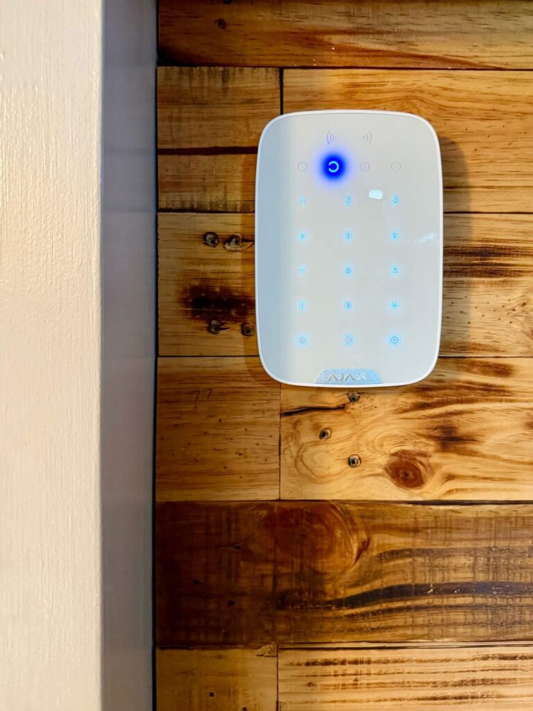 white ajax alarm keypad
